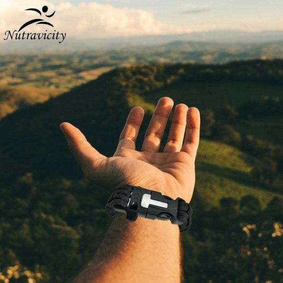 Nutravicity Paracord Emergency 3in1 Survival Bracelet - Fire, Knife, and Whistle - Picture 5 of 7